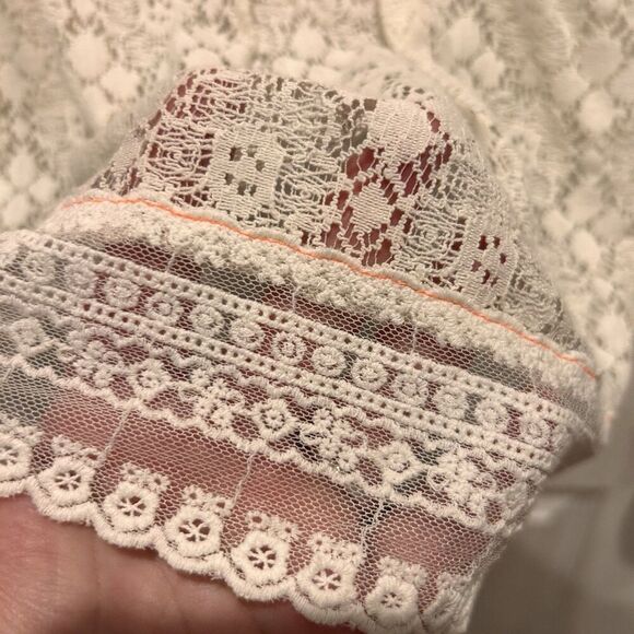 Anthropologie One September Large Lined Lace Embroidered Tank Top White Orange - Picture 5 of 7